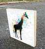 Space Giraffe Wood Block Graphic Art Print 8x8